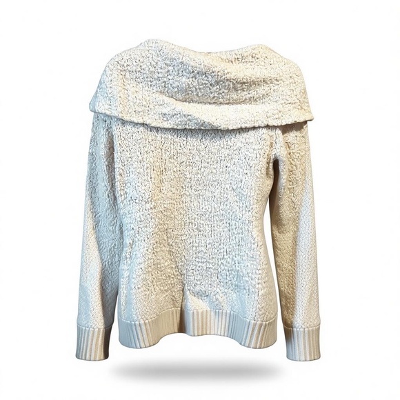 Bebe Sweater off the shoulder or cowl Cream Size L Soft Party Vintage EUC - Picture 4 of 14